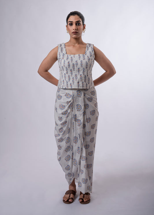 Ami Dhoti Skirt & Pleated Top Set