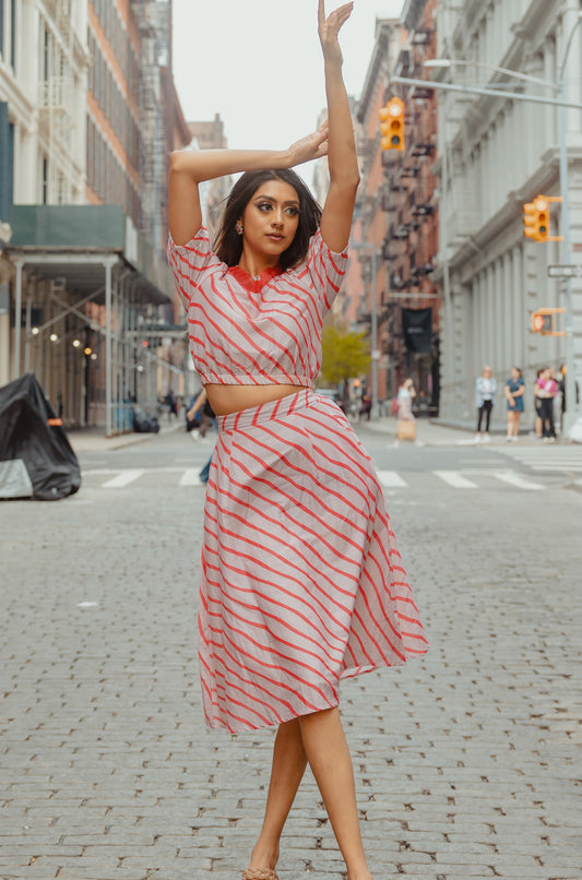 Arya Striped A-Line Skirt