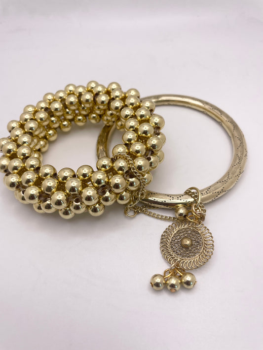Gold Beaded Bangle Set