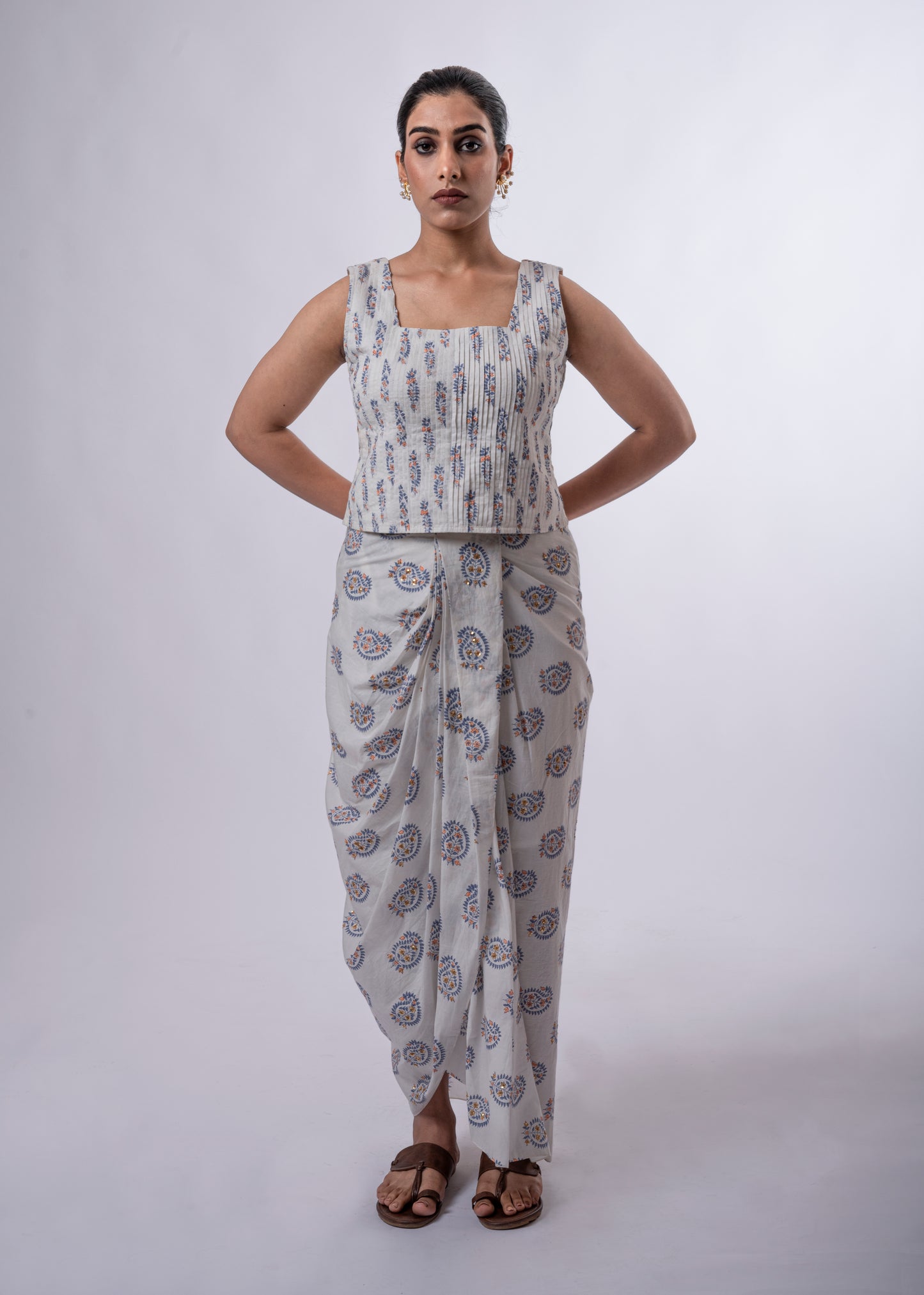 Ami Dhoti Skirt & Pleated Top Set